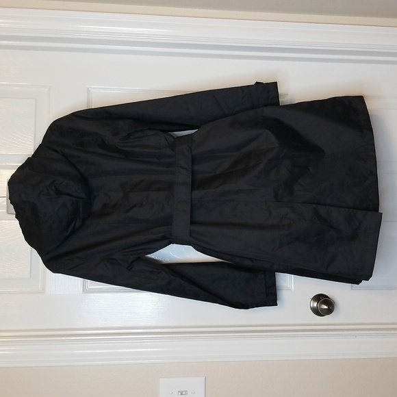 Capelli Womens Black With Leopard Print Lining Longsleeve Button Up Raincoat - Picture 8 of 16